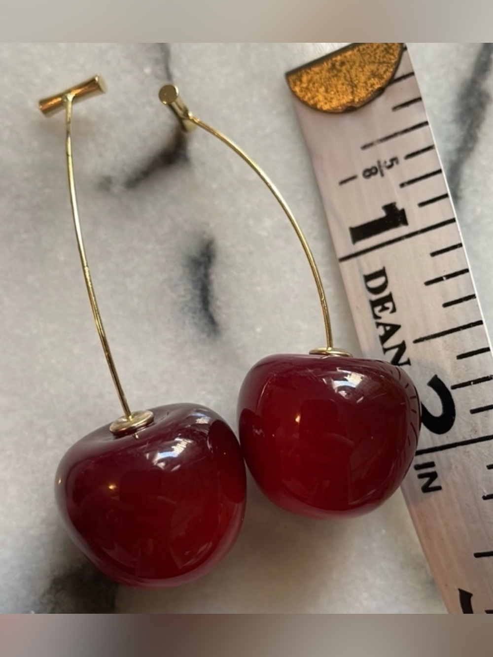 Cherry Red Earrings Beautiful Gift - Picture 6 of 7